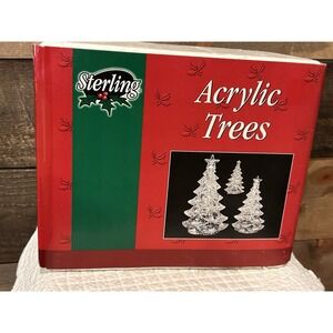 VTG Sterling 3 pc. set of Acrylic Christmas Tree  4", 6", 8" In Box